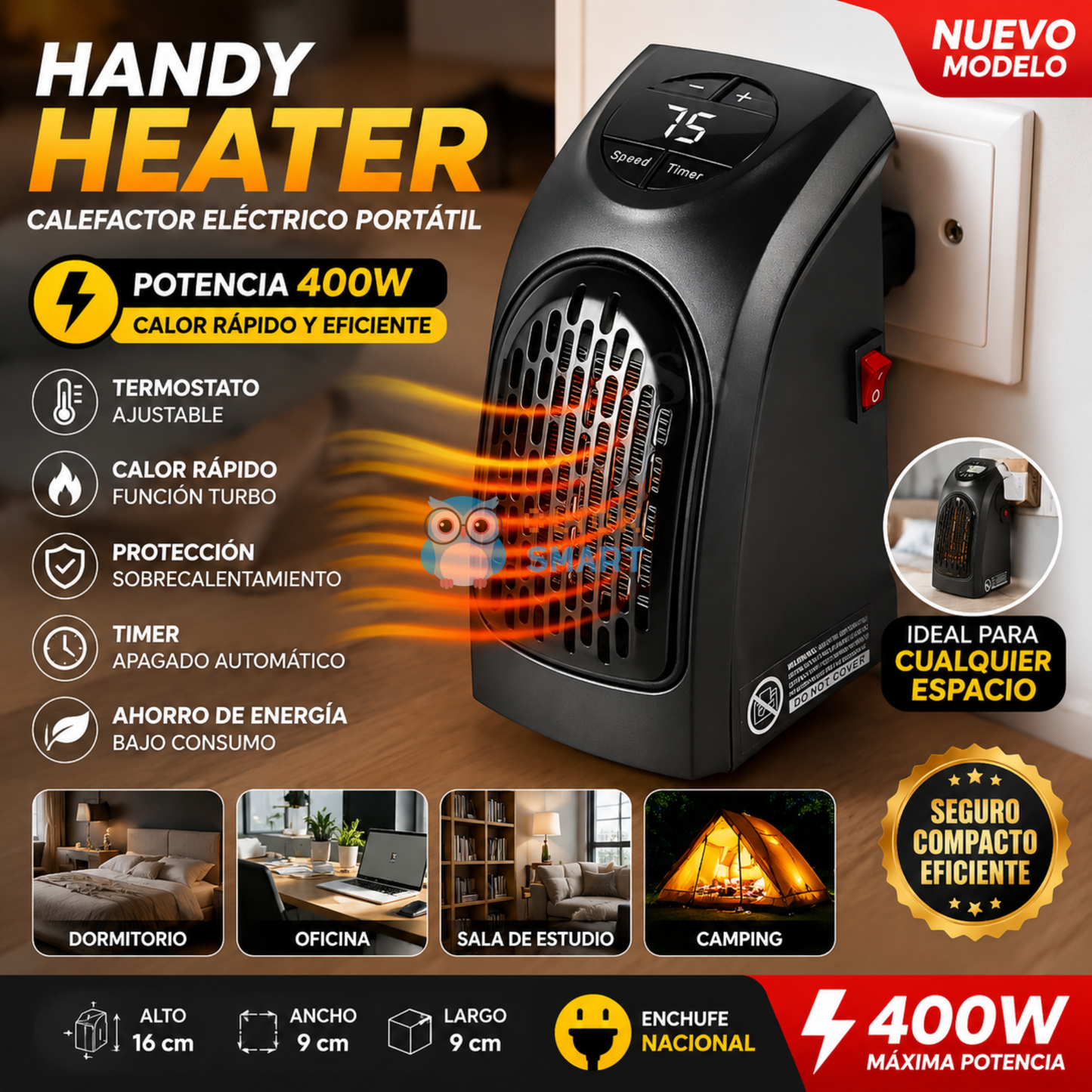 Calefactor Eléctrico 400w Handy Heater